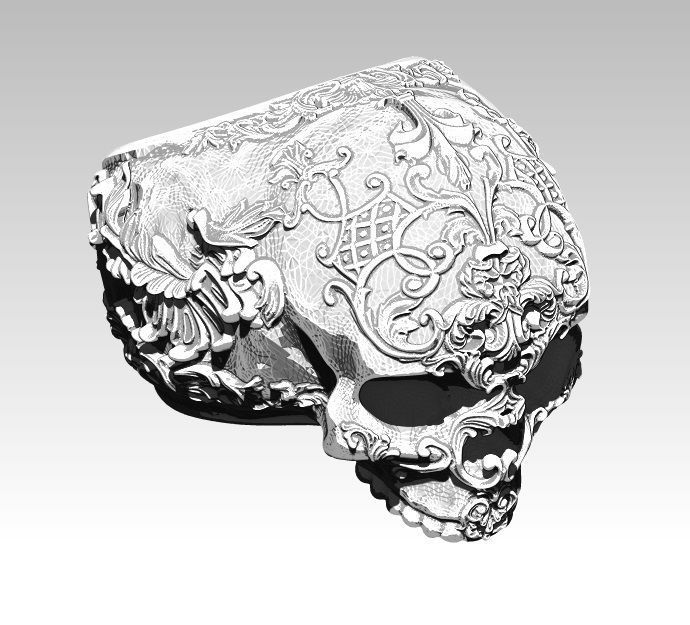 Carved man skull ring 3d print high detailed 3D print model_2