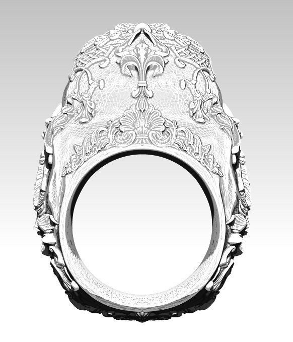 Carved man skull ring 3d print high detailed 3D print model_4