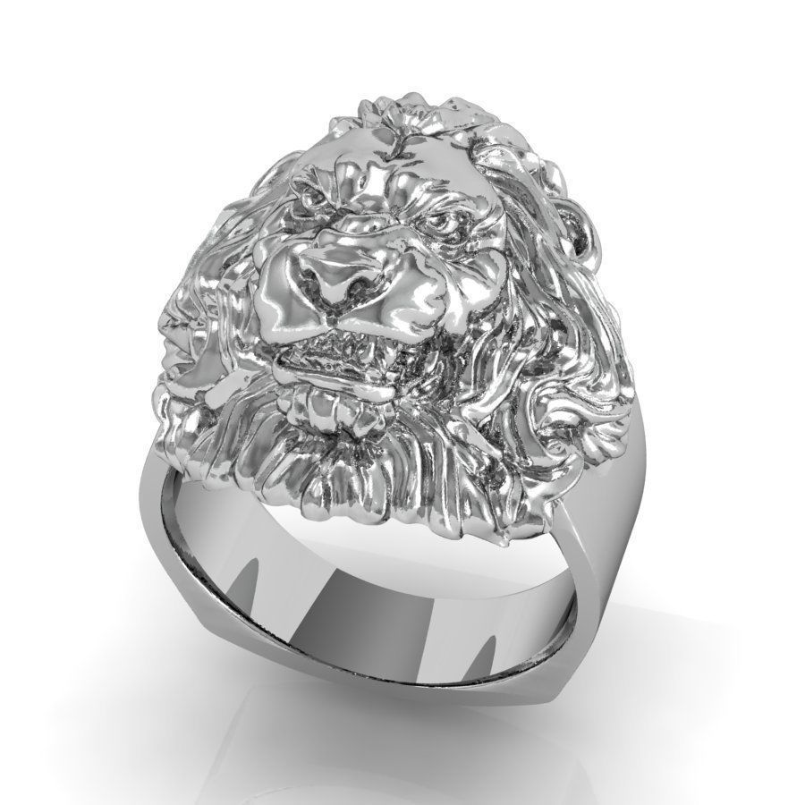 signet ring for men lion head   3D print model_1