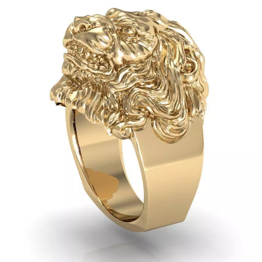 signet ring for men lion head   3D print model_0