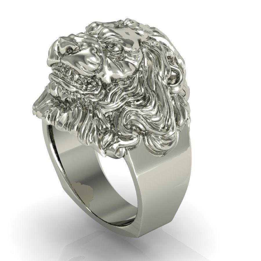 signet ring for men lion head   3D print model_3