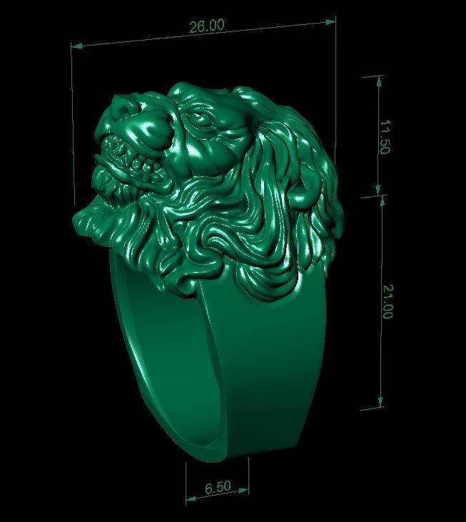 signet ring for men lion head   3D print model_6