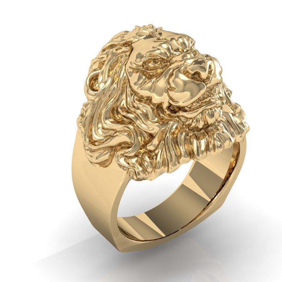 signet ring for men lion head   3D print model_2