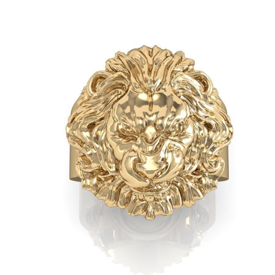 signet ring for men lion head   3D print model_4