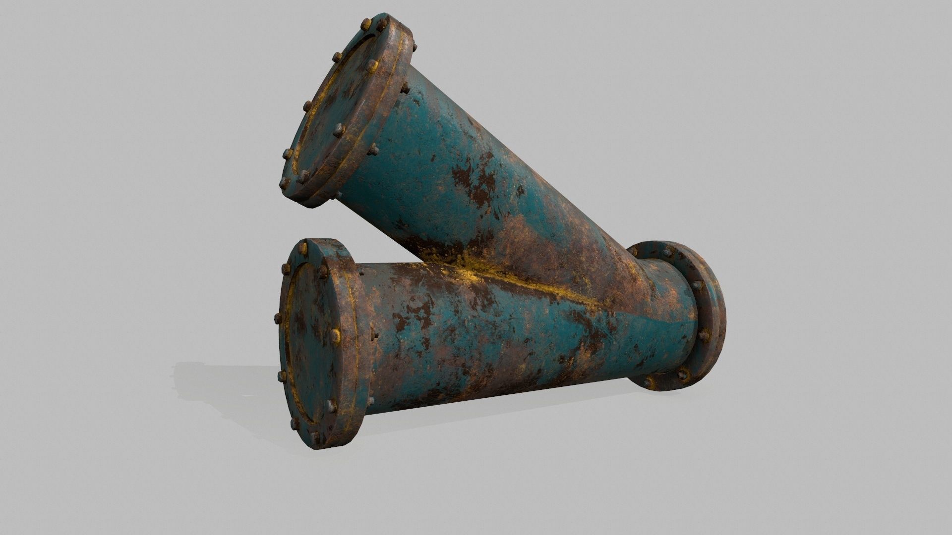 pipe set two rusty pipes Low-poly 3D model_4