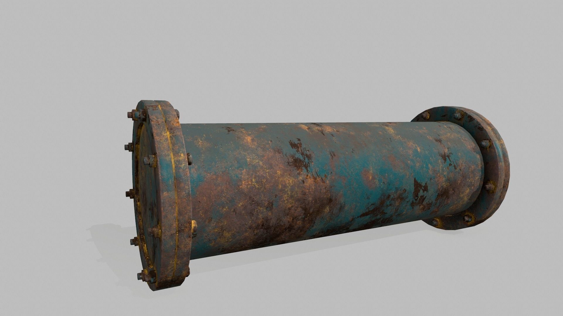 pipe set two rusty pipes Low-poly 3D model_10