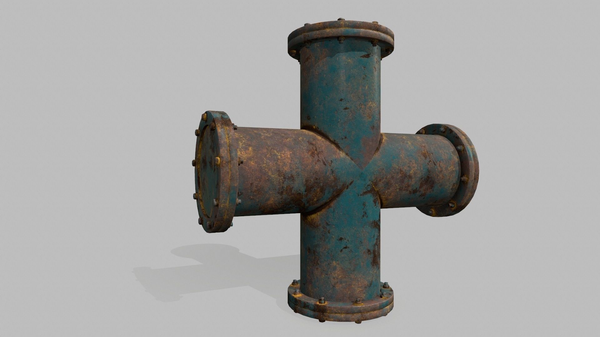 pipe set two rusty pipes Low-poly 3D model_5