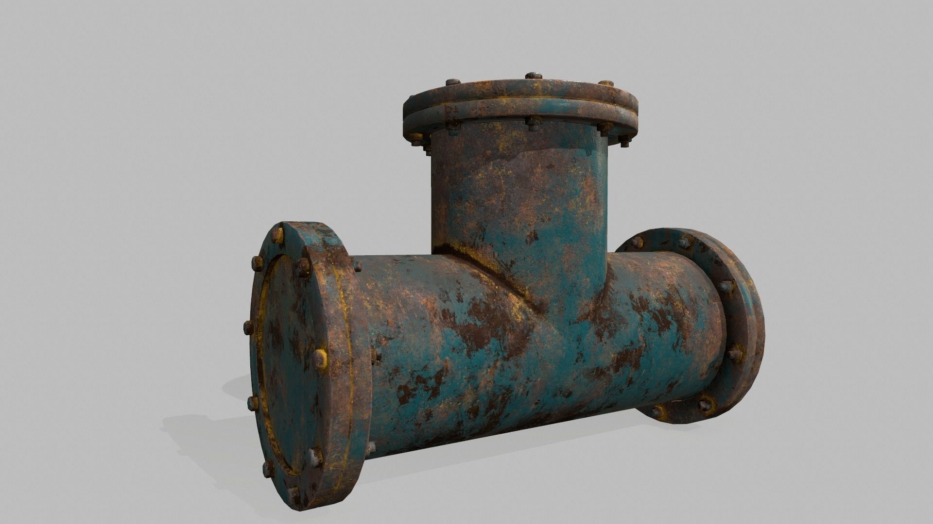 pipe set two rusty pipes Low-poly 3D model_6