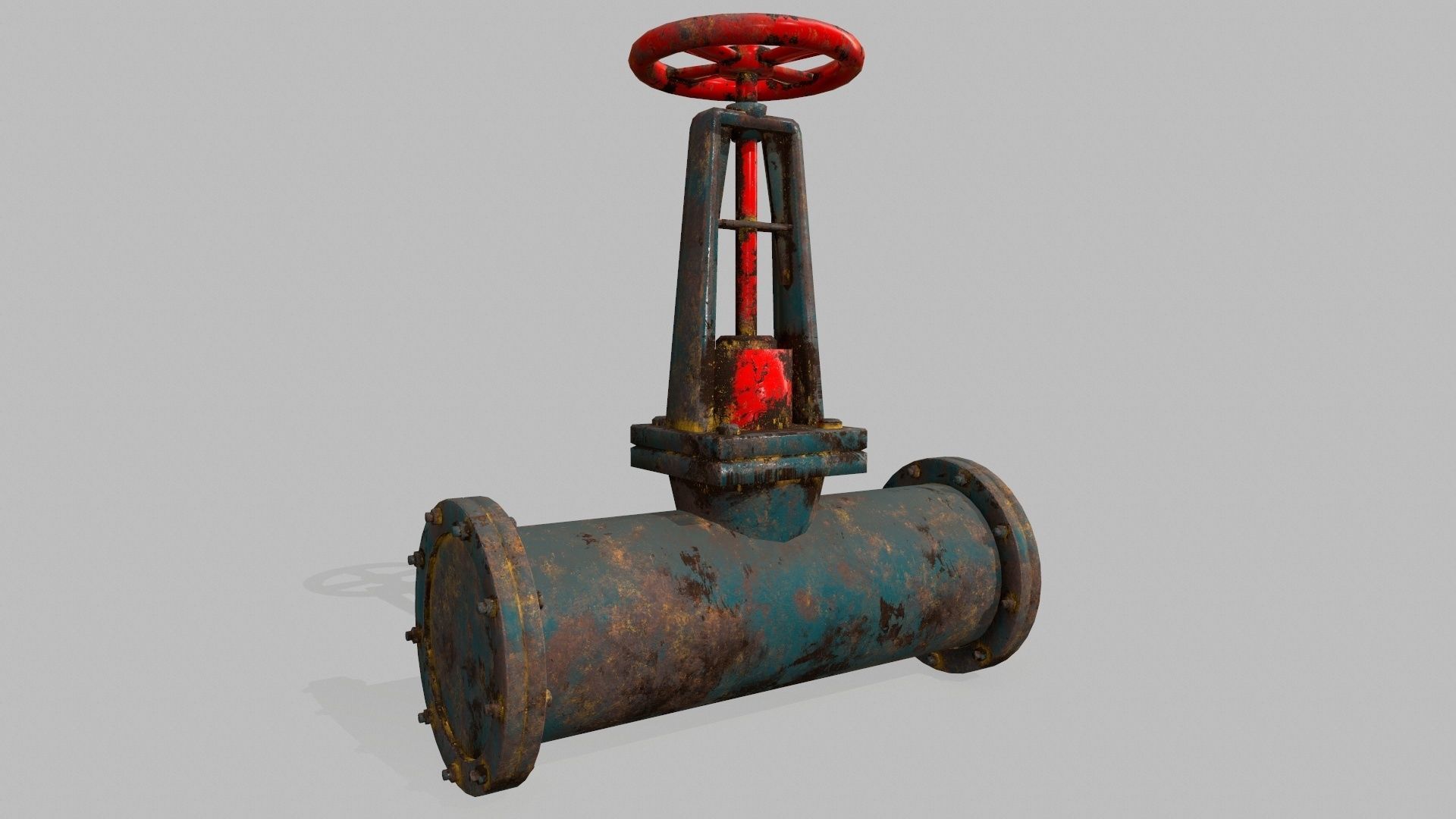 pipe set two rusty pipes Low-poly 3D model_7