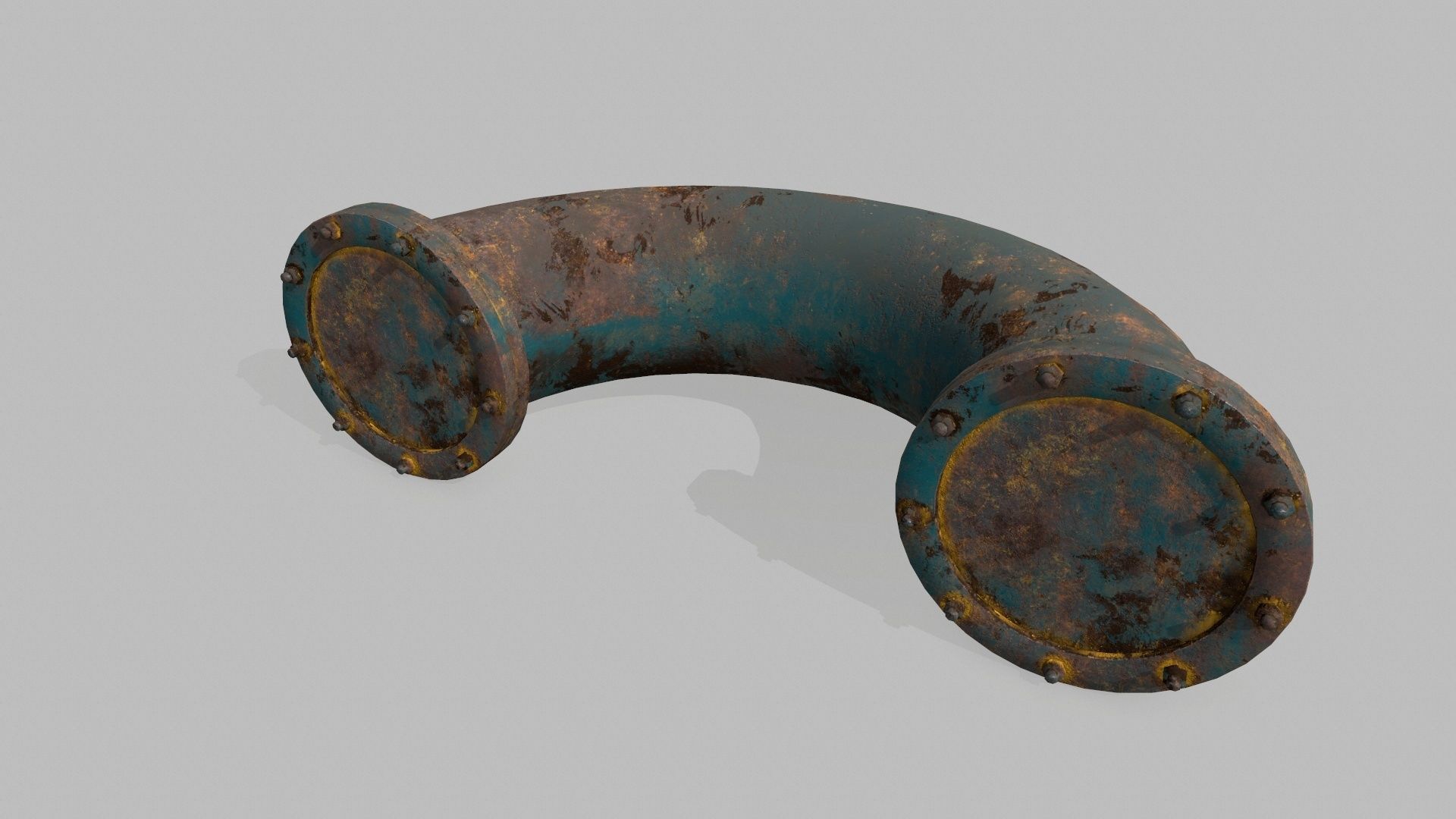 pipe set two rusty pipes Low-poly 3D model_3