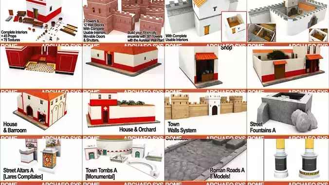 Roman Town Buildings and Walls Collection 