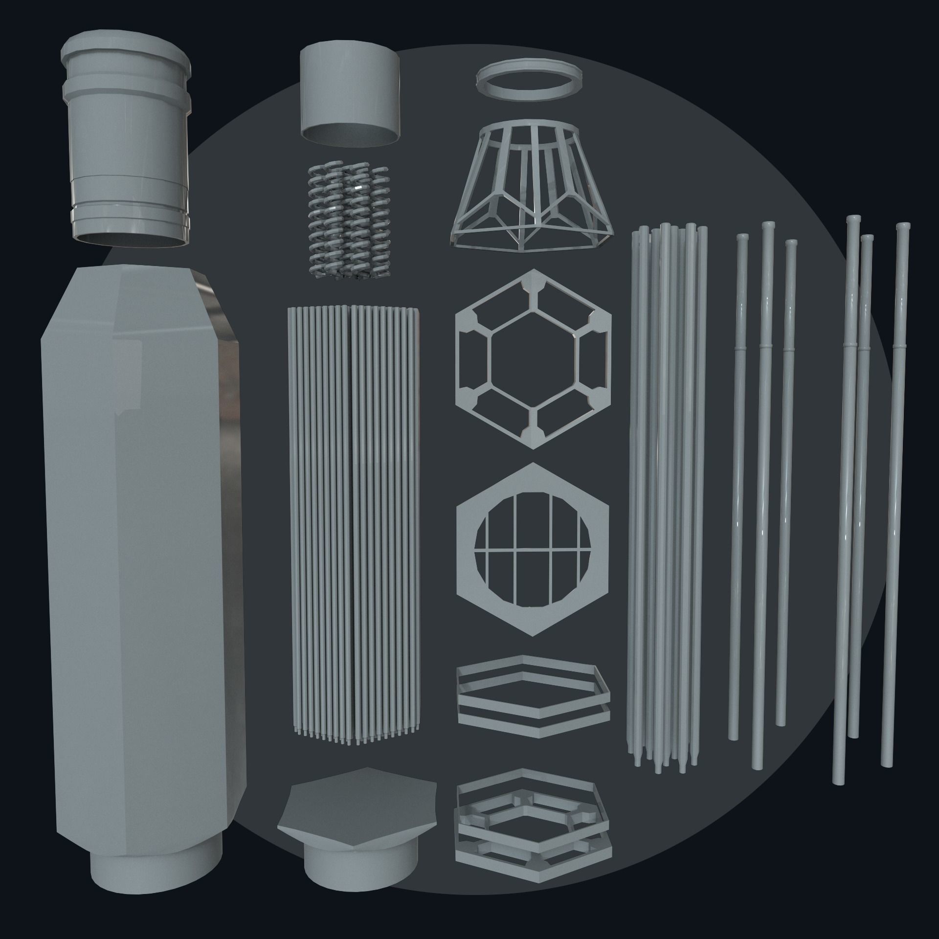 Fuel Assembly Collection Low-poly 3D model_29