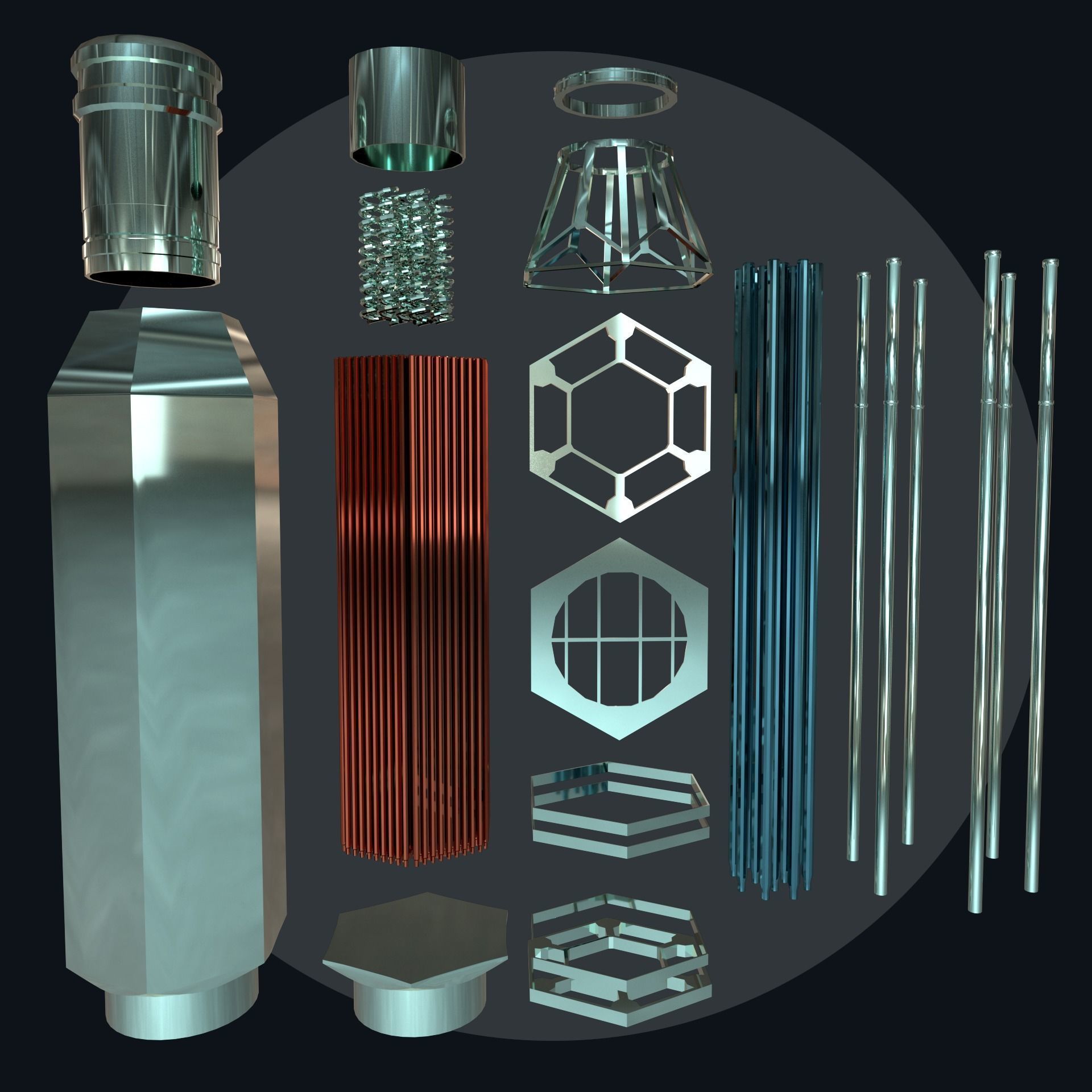 Fuel Assembly Collection Low-poly 3D model_10