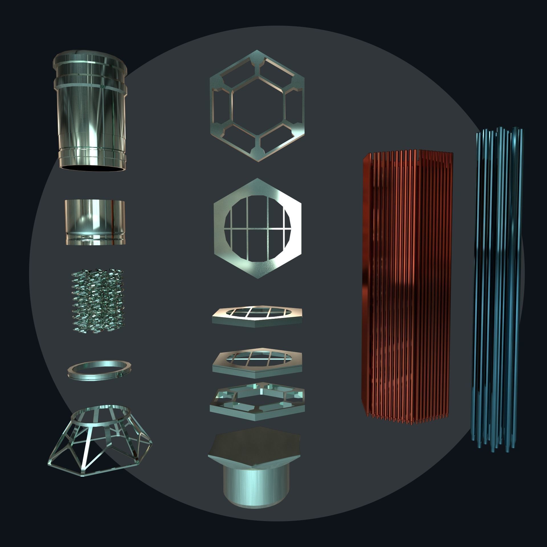 Fuel Assembly Collection Low-poly 3D model_20