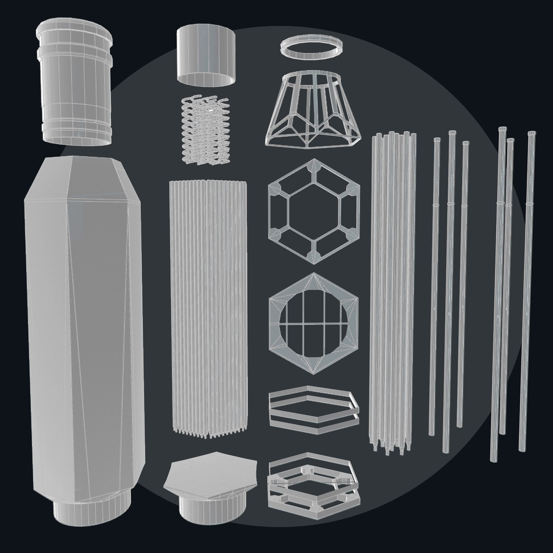 Fuel Assembly Collection Low-poly 3D model_17