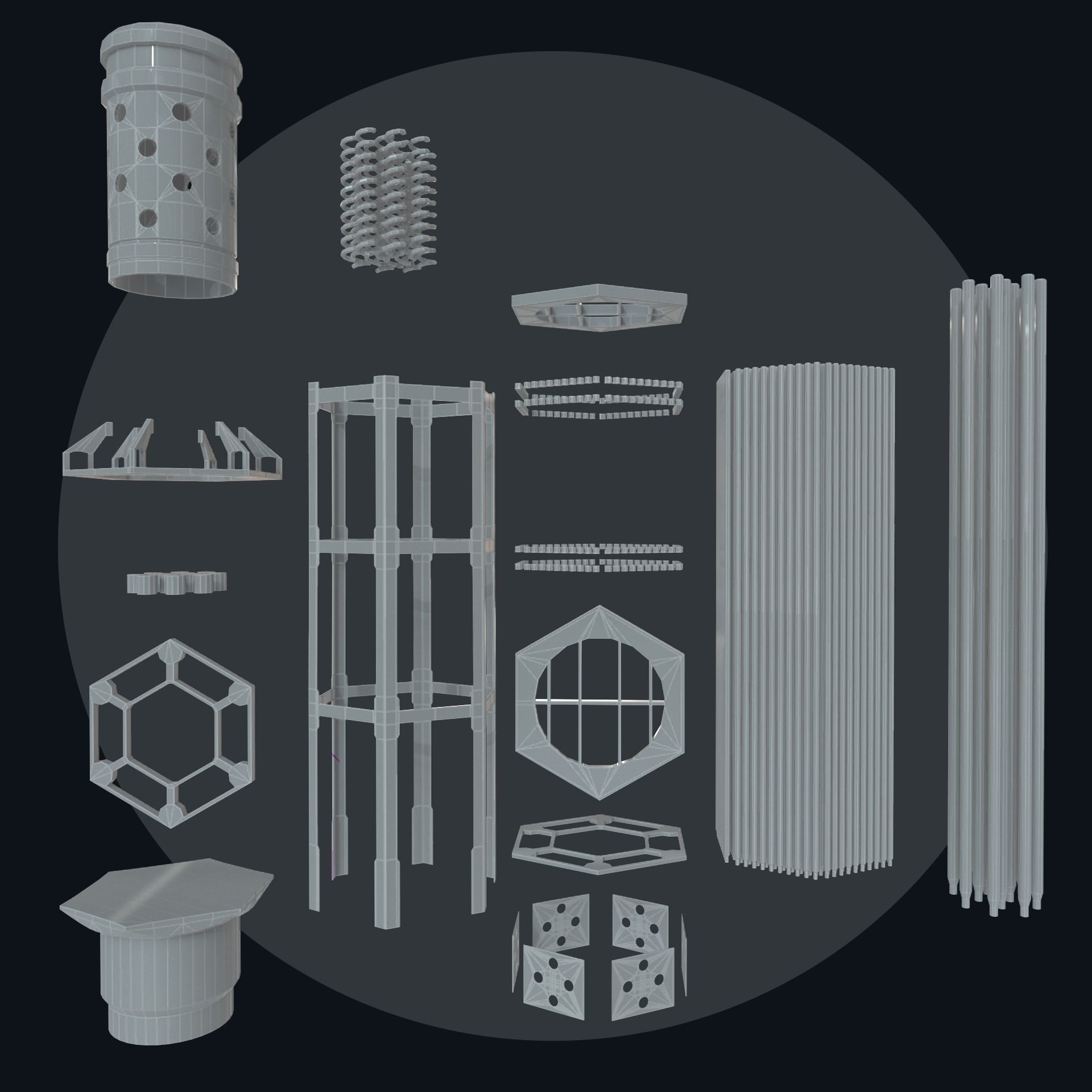 Fuel Assembly Collection Low-poly 3D model_35