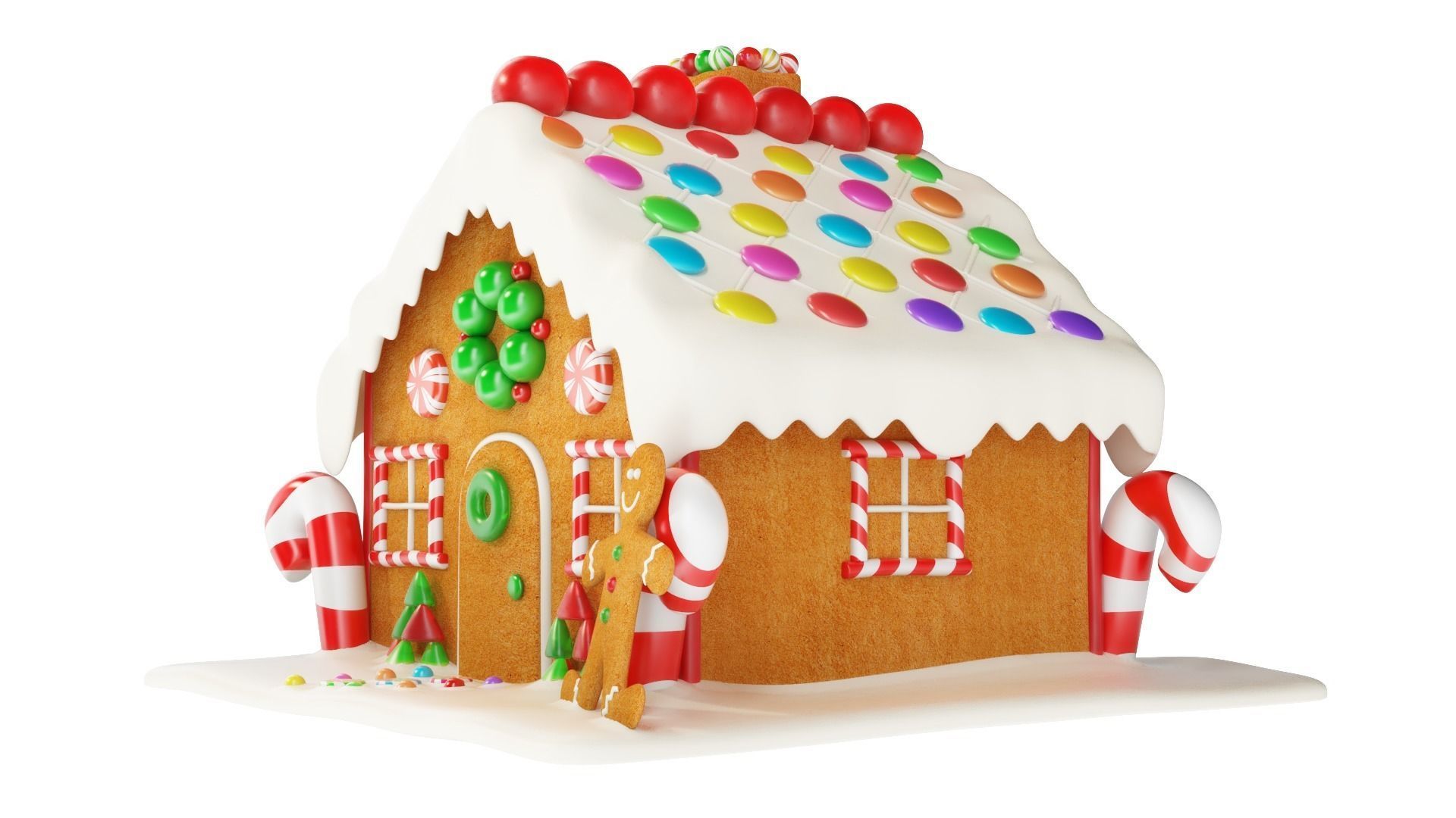 Gingerbread House 3D model_2