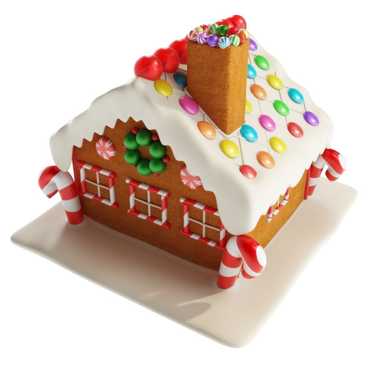 Gingerbread House 3D model_11