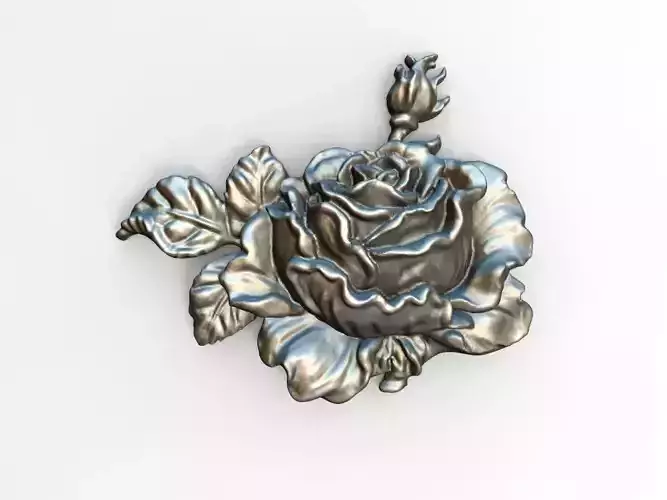 3d-rose silver rose brooch