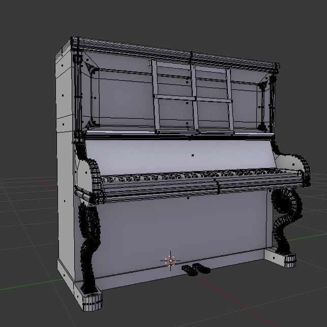Old piano Low-poly 3D model_3