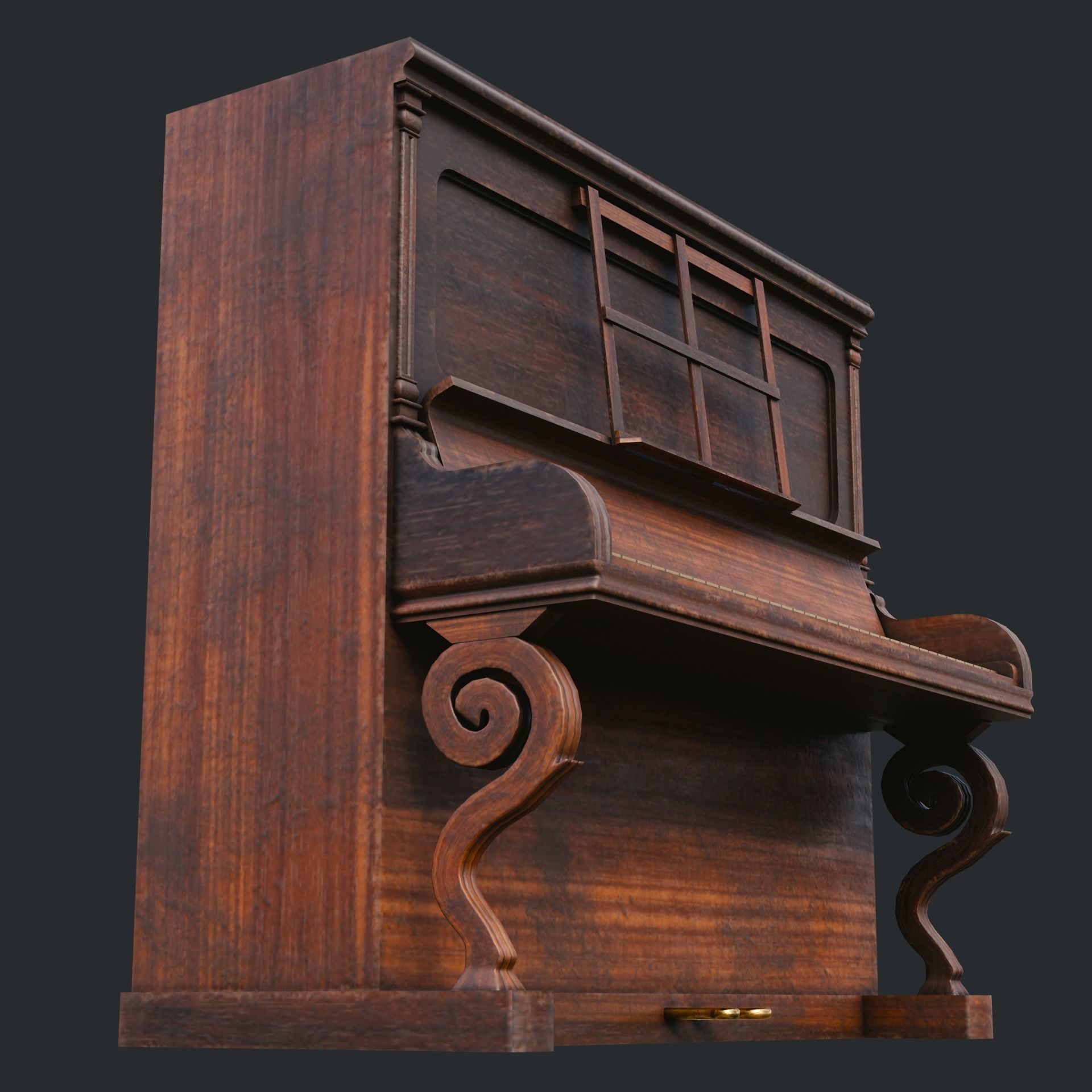 Old piano Low-poly 3D model_2