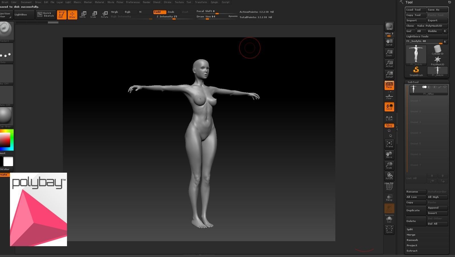 Female 01 Low-poly 3D model_7