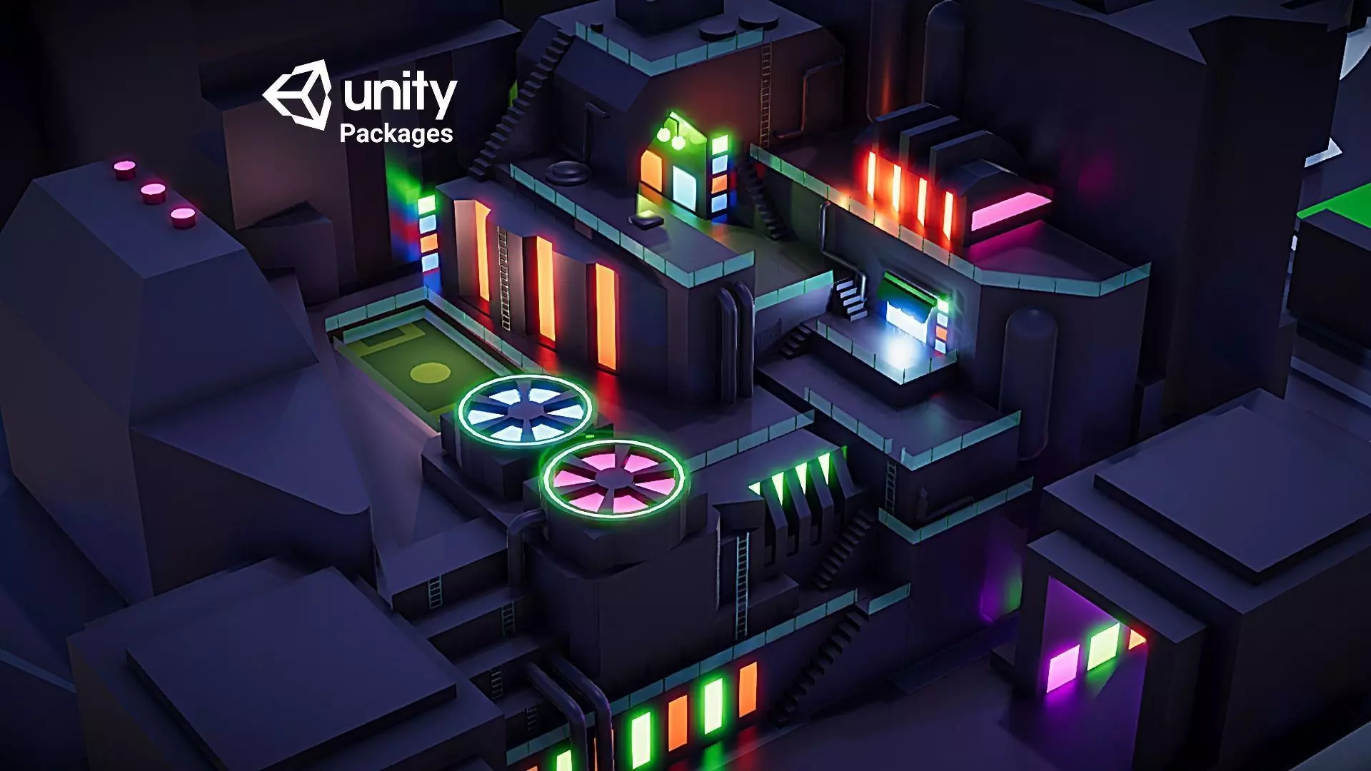 Future city Level 1 VR Game Unity PKG Low-poly 3D model