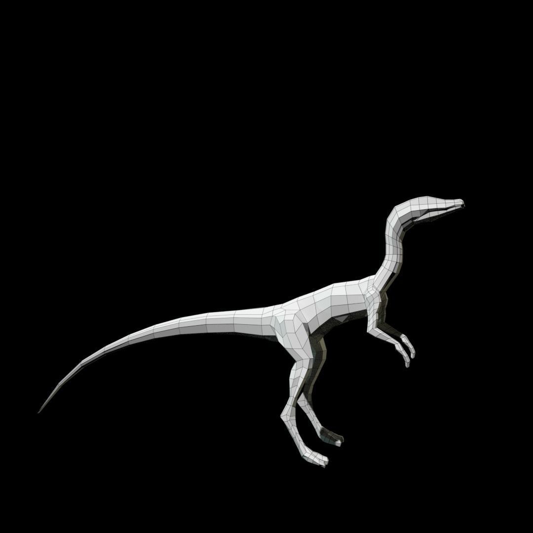 Low-poly Compy dinosaur Low-poly 3D model_3