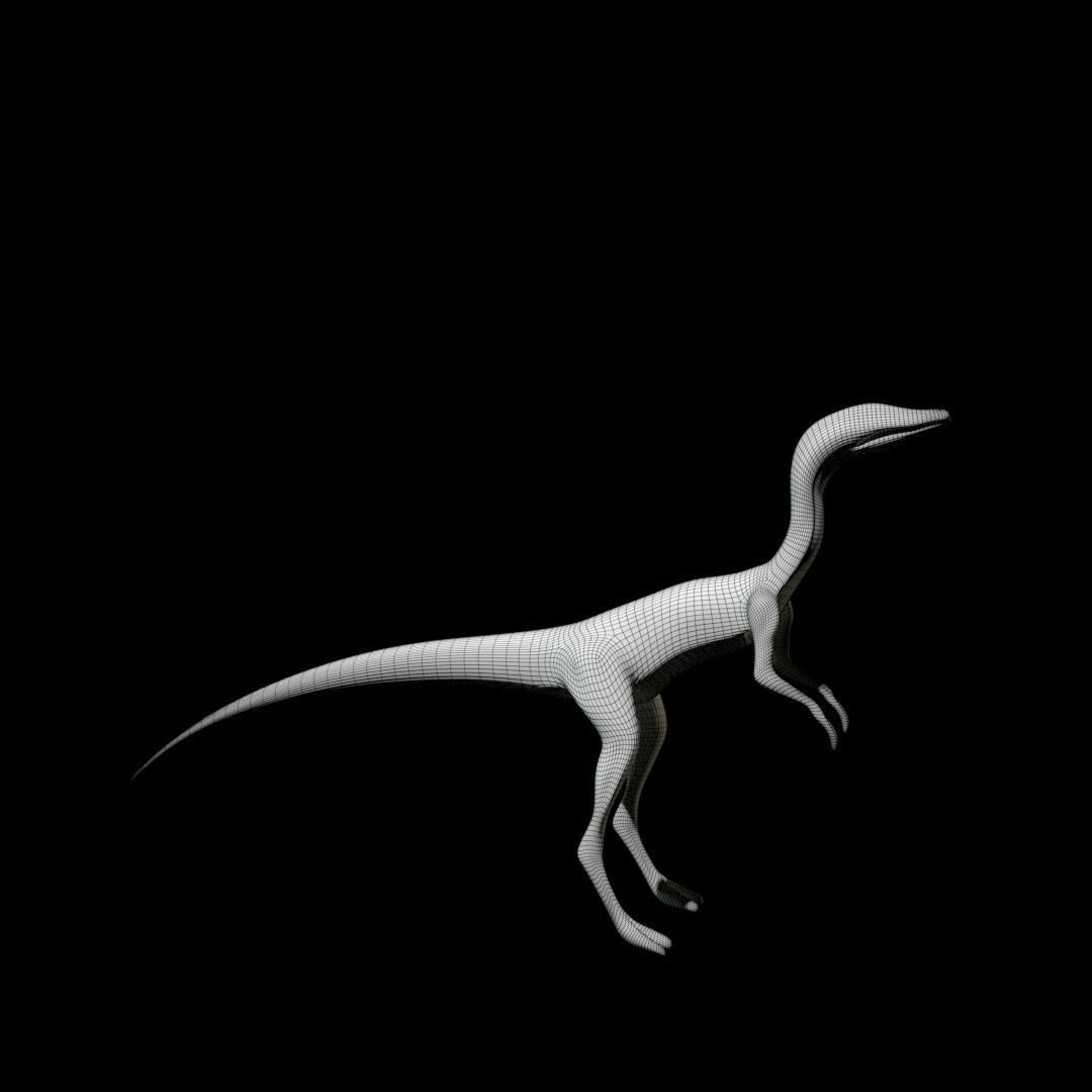 Low-poly Compy dinosaur Low-poly 3D model_5