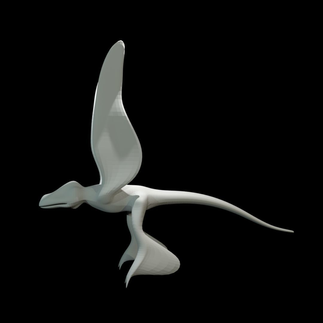 Low-poly MicroRaptor flying dinosaur Low-poly 3D model_24