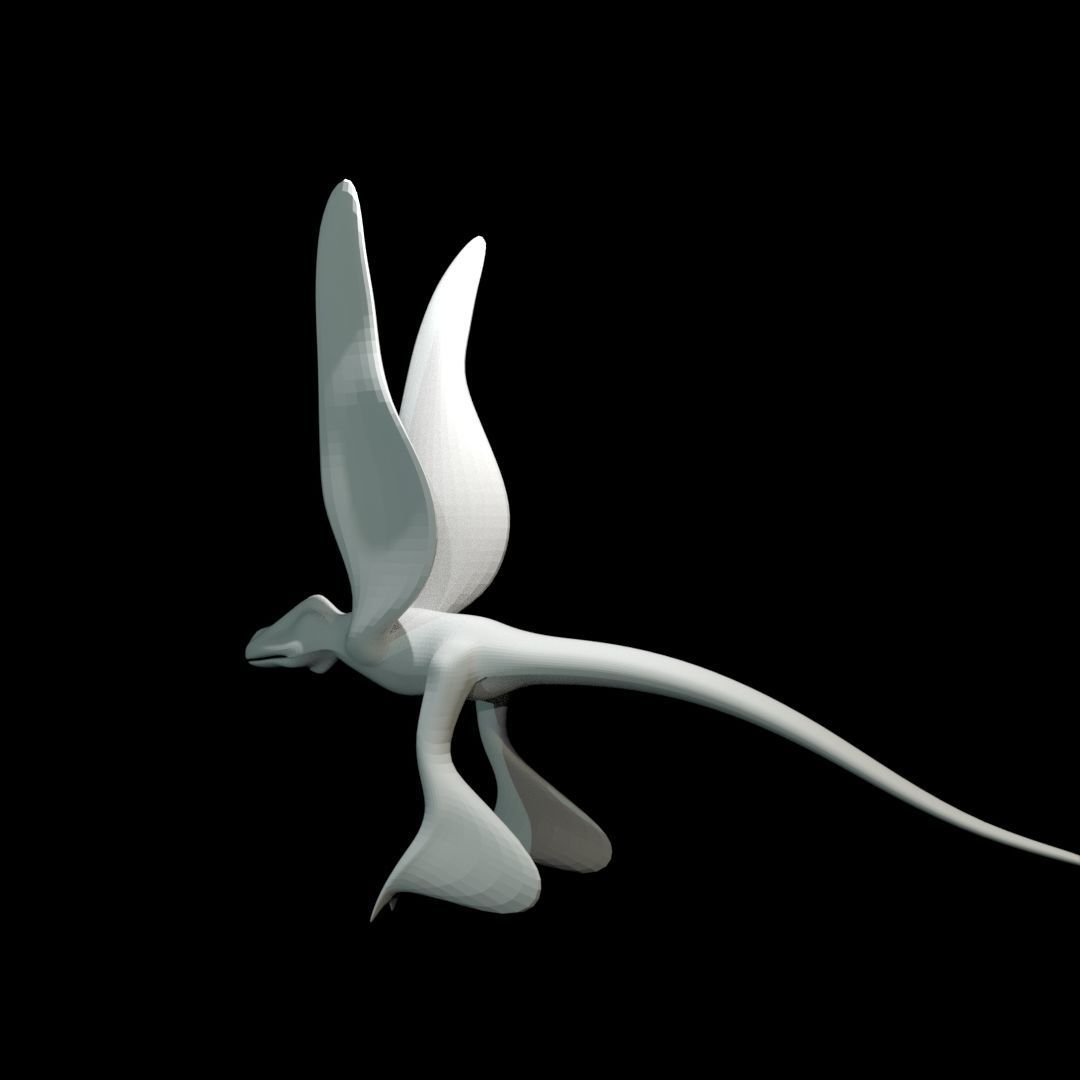 Low-poly MicroRaptor flying dinosaur Low-poly 3D model_20