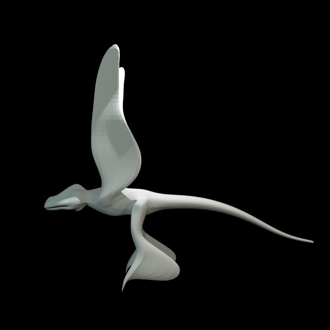 Low-poly MicroRaptor flying dinosaur Low-poly 3D model_23
