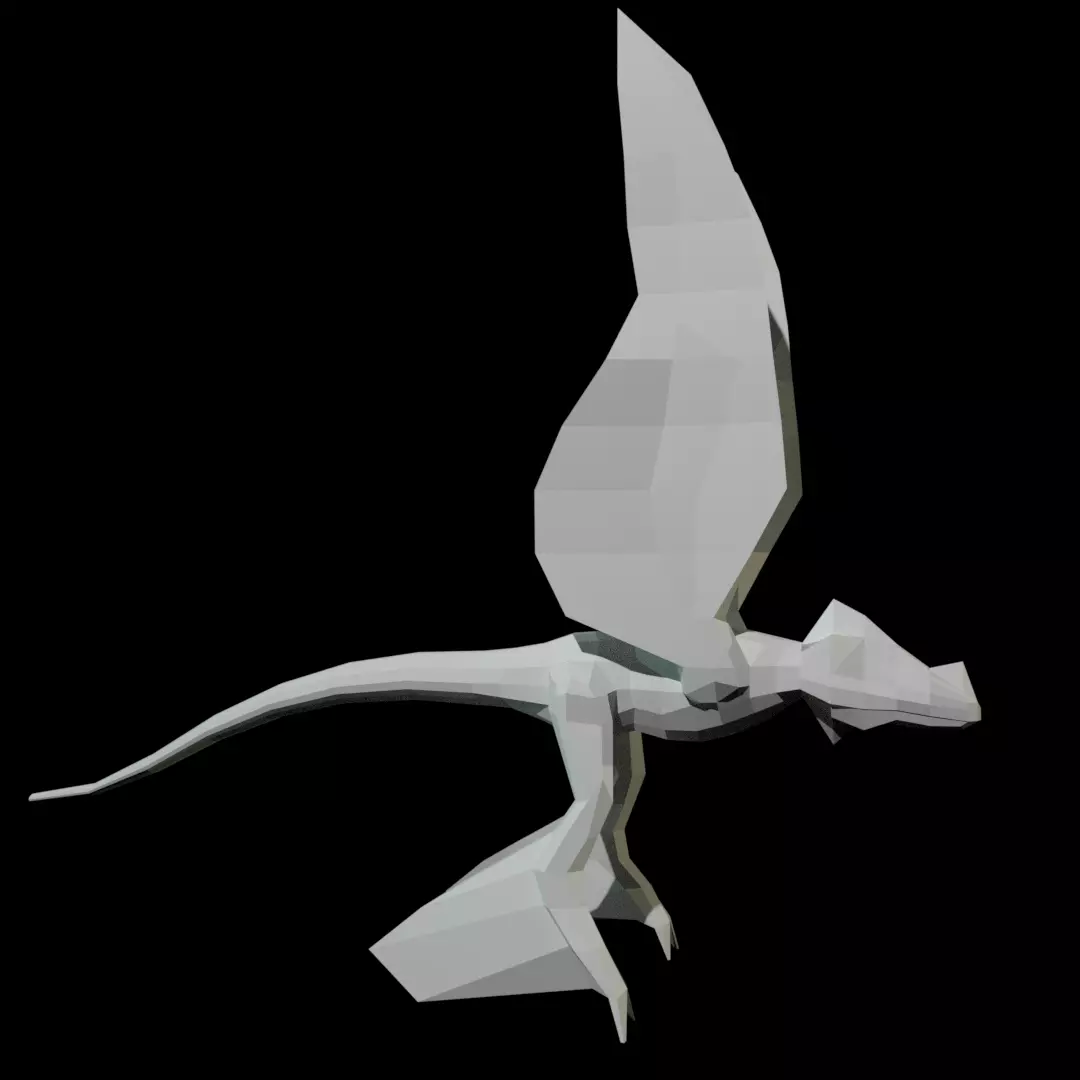 Low-poly MicroRaptor flying dinosaur Low-poly 3D model_0