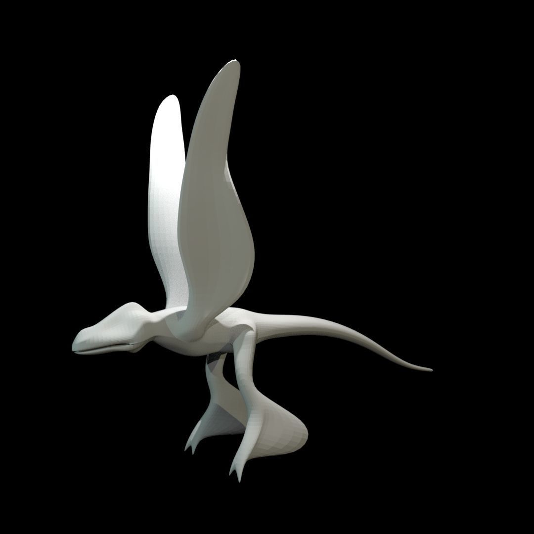 Low-poly MicroRaptor flying dinosaur Low-poly 3D model_26