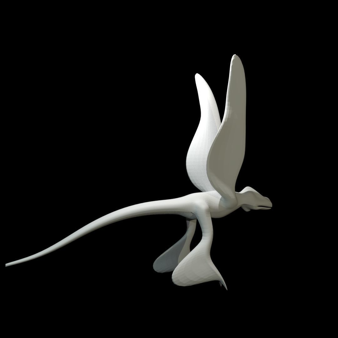 Low-poly MicroRaptor flying dinosaur Low-poly 3D model_8