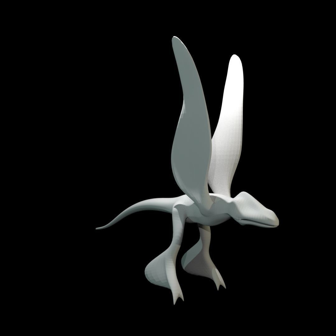 Low-poly MicroRaptor flying dinosaur Low-poly 3D model_35