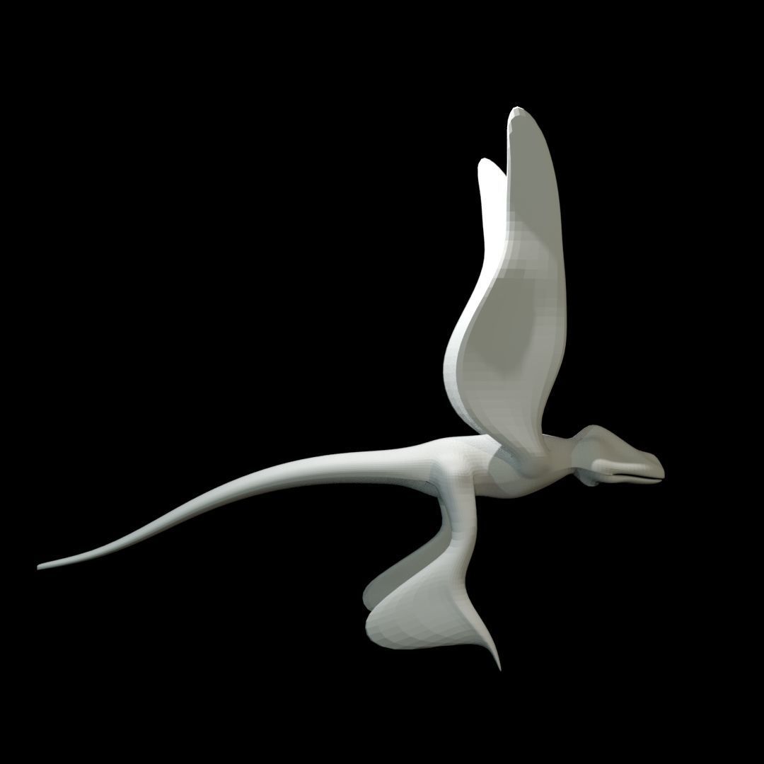 Low-poly MicroRaptor flying dinosaur Low-poly 3D model_6
