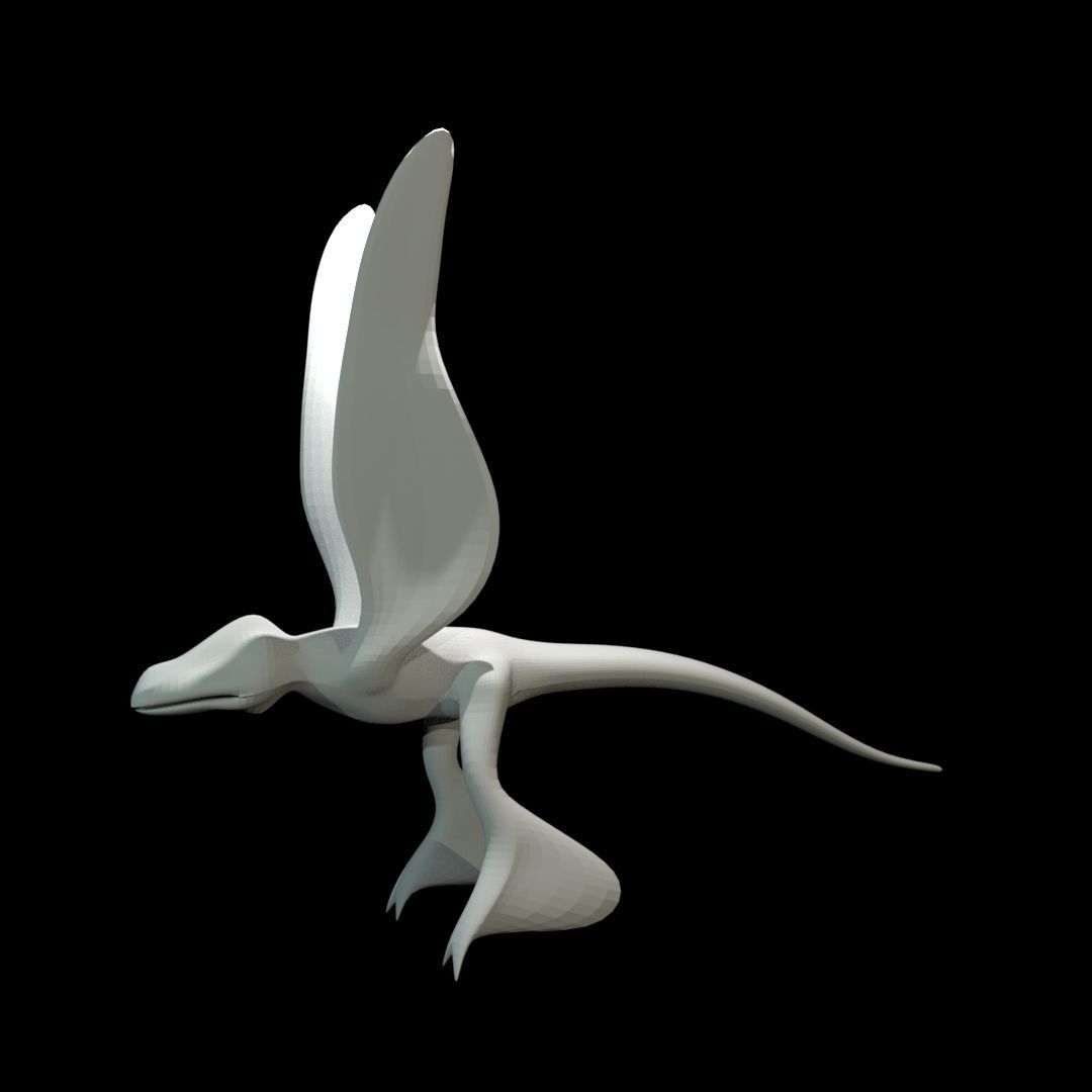 Low-poly MicroRaptor flying dinosaur Low-poly 3D model_25