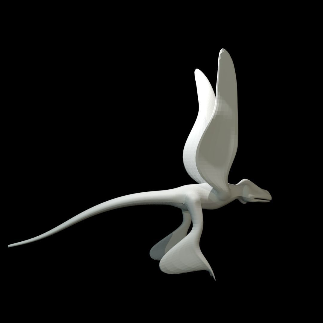 Low-poly MicroRaptor flying dinosaur Low-poly 3D model_7