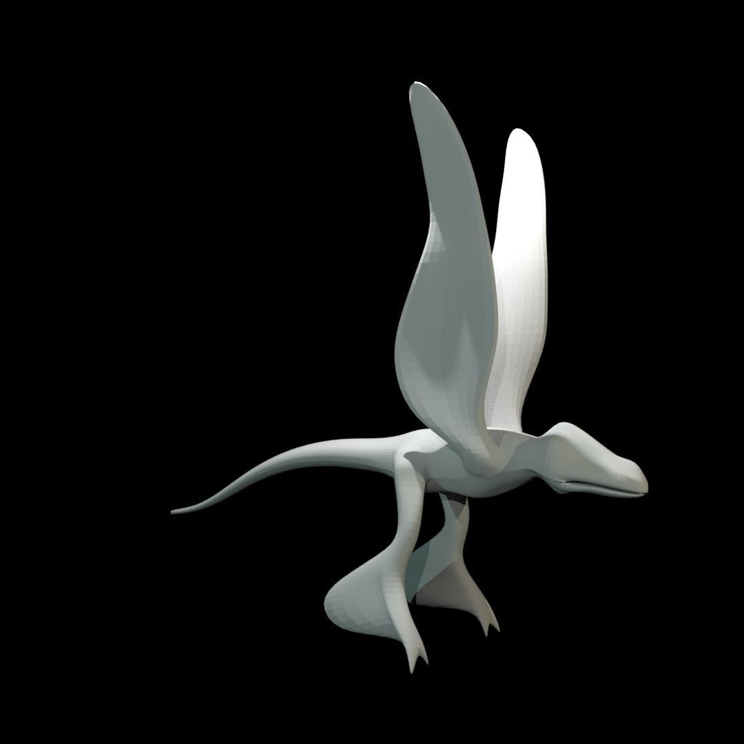 Low-poly MicroRaptor flying dinosaur Low-poly 3D model_36