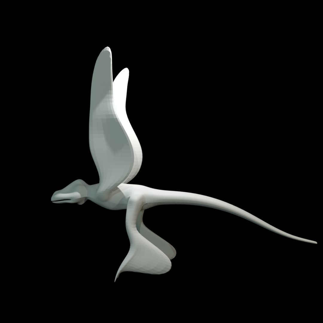 Low-poly MicroRaptor flying dinosaur Low-poly 3D model_22