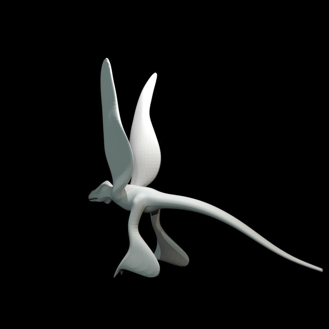 Low-poly MicroRaptor flying dinosaur Low-poly 3D model_19