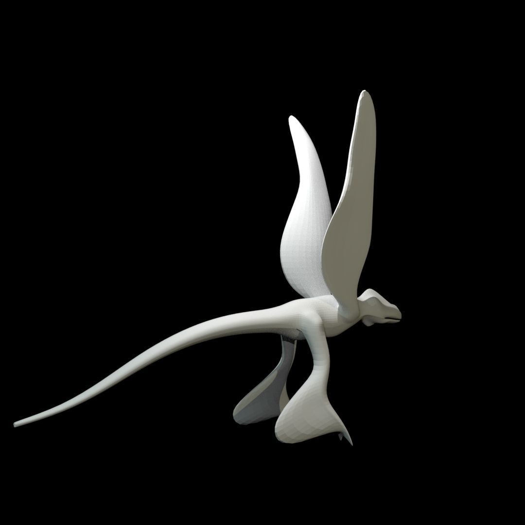 Low-poly MicroRaptor flying dinosaur Low-poly 3D model_9