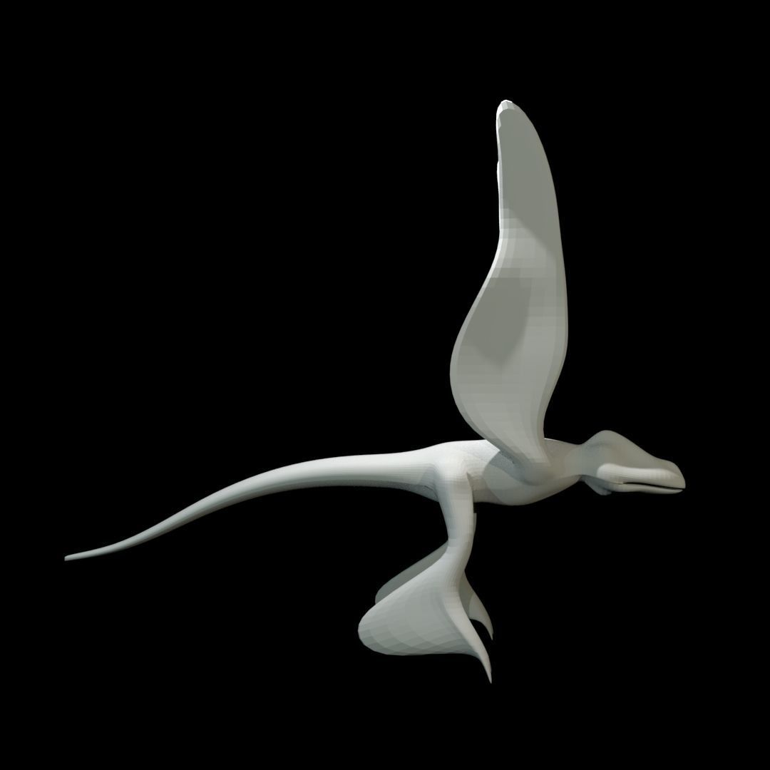 Low-poly MicroRaptor flying dinosaur Low-poly 3D model_39