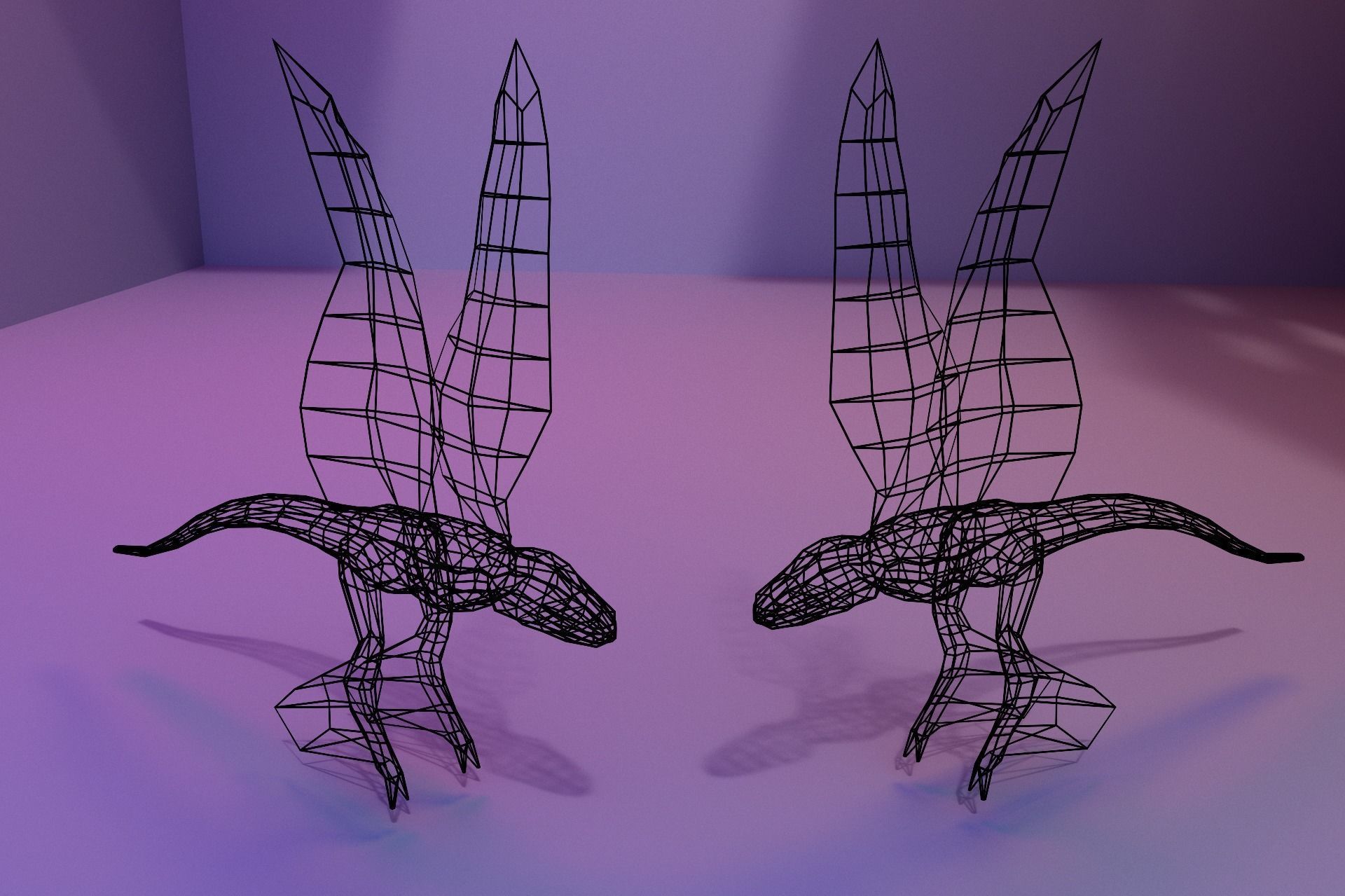Low-poly MicroRaptor flying dinosaur Low-poly 3D model_45