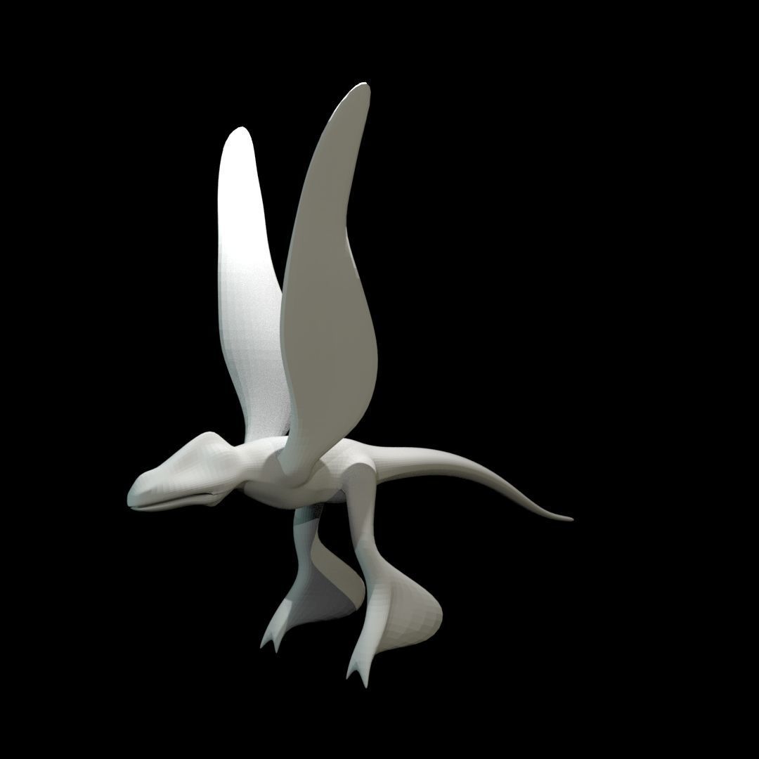 Low-poly MicroRaptor flying dinosaur Low-poly 3D model_27