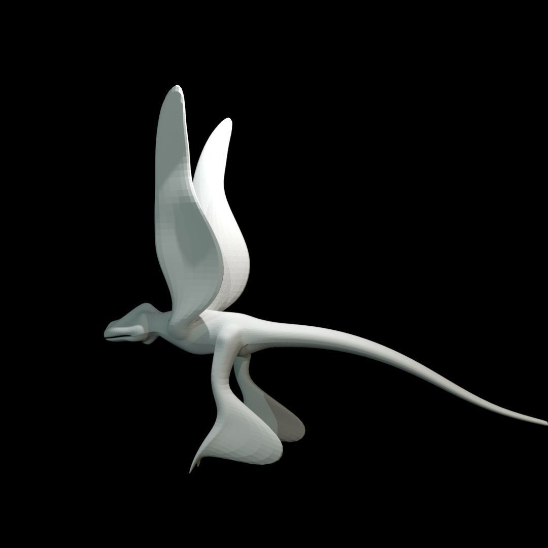Low-poly MicroRaptor flying dinosaur Low-poly 3D model_21