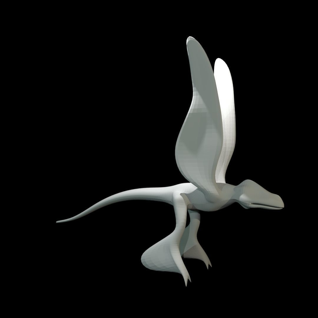 Low-poly MicroRaptor flying dinosaur Low-poly 3D model_37