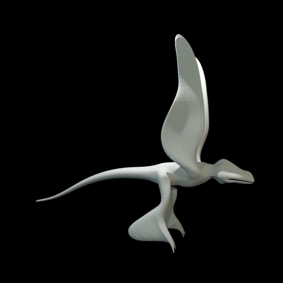 Low-poly MicroRaptor flying dinosaur Low-poly 3D model_38