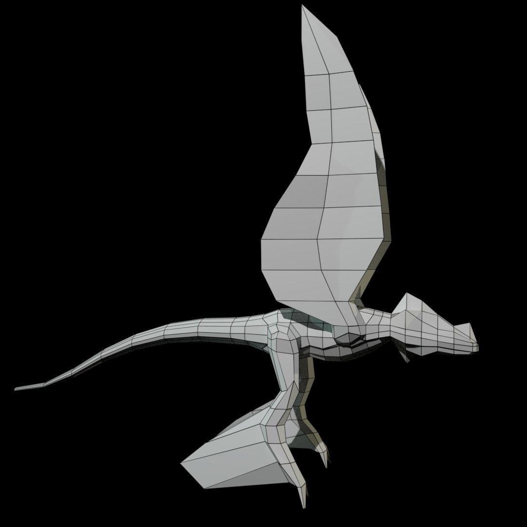 Low-poly MicroRaptor flying dinosaur Low-poly 3D model_3